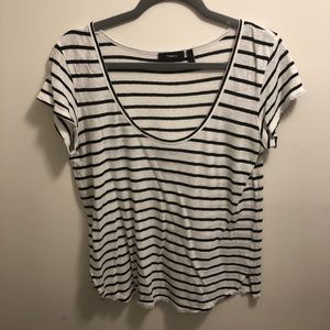 Theory Black and White Striped Tee